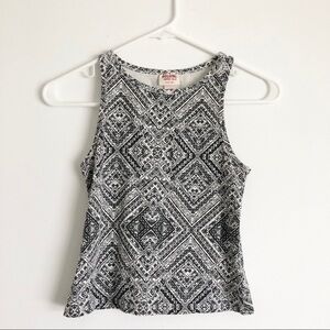 Black, Cream and Gray Cropped Tank XS